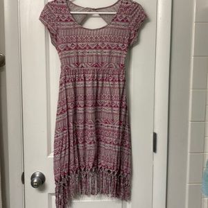 Billabong Pink and Grey Pattern Dress - Girls Size Large